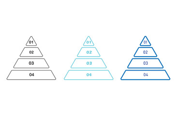 Triangular pyramid infographic vector icon. Funnel diagram infographic template for web, business, presentations. Triangle hierarchy data segments collection. Vector illustration. Eps file 85.