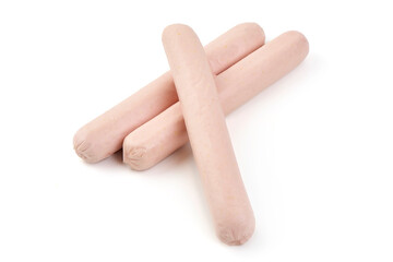 Raw Chicken Sausages, Isolated on White Background