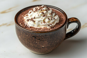 Hot chocolate in brown mug