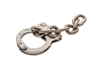 PNG Rusty metal handcuffs with broken chain link on black background