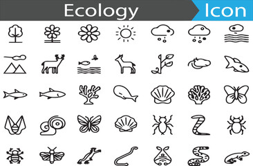 Fototapeta premium A set of Ecology elements - minimal thin line web icon set. Outline flat icons collection set vector illustration