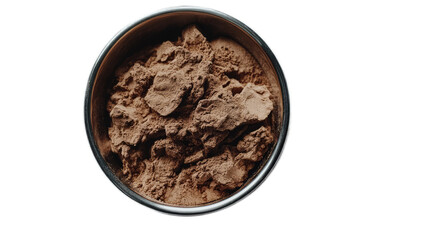 Natural Cocoa Powder in Stainless Steel Bowl Close Up