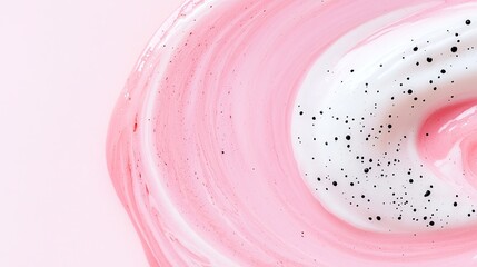 Abstract pink and white swirl with black speckles for artistic design