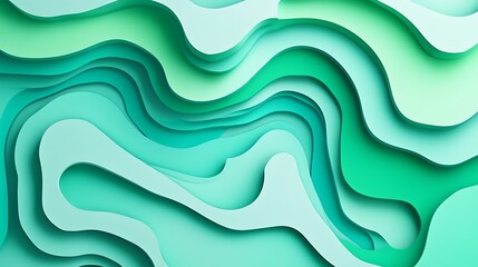 Obraz premium Abstract layered, fluid shapes in teal and mint green