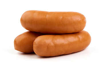 Boiled Sausages, Isolated on White Background.