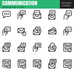 Communication line vector icon set