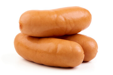 Boiled Sausages, Isolated on White Background.