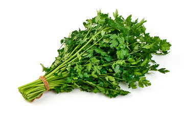 Fresh Parsley Bunch Isolated on White Background.