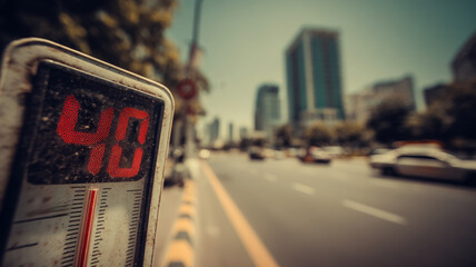 Temperature Monitoring Device Extreme Heat Warning Forty Celsius Urban Environment Digital Gauge Weather Alert System