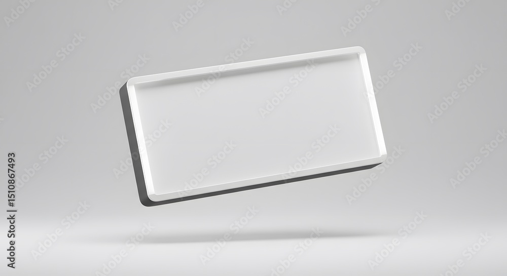Fototapete floating white rectangular tray mockup on a gray background: design element for branding and present