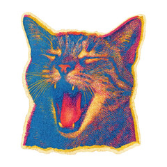 PNG Colorful artistic roaring cat