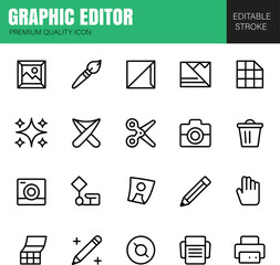 Graphic Editor vector icon set - Editable Stroke