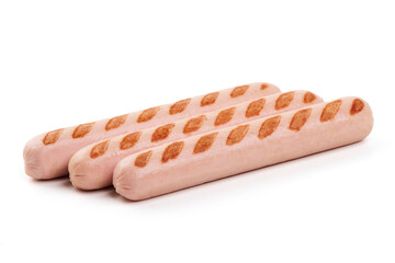 Grilled Frankfurter sausages, Isolated on White Background