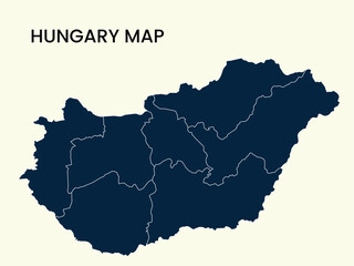 Map of Hungary, Hungary Map Vector Illustration.