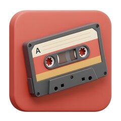 Obraz premium Retro Cassette Icon Design: Vintage Music Symbol on Red Background