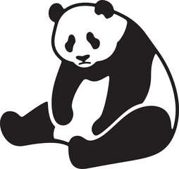 Sad panda silhouette eco conscious theme, Depressed panda black white illustration