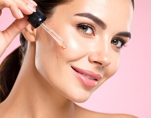 Woman applying facial serum (1)