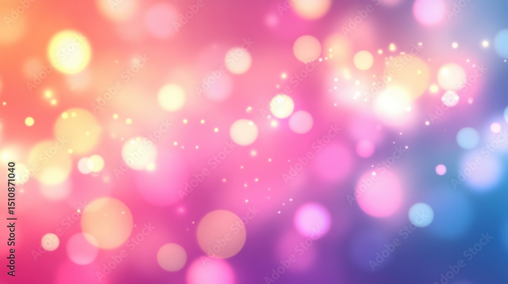 Poster Colorful bokeh background with soft gradient lights, glowing particles, and dreamy abstract blur