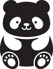 Cartoon panda sitting black and white design, Cute panda character seated graphic