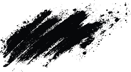  Abstract Black Brush Stroke on White Canvas. Abstract black in splash, paint, brush strokes, stain grunge isolated on white background,	
