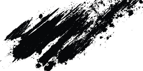 Obraz premium Simple black brush strokes on a white background. Abstract Black Brush Stroke on White Canvas. 