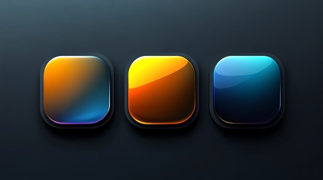 Colorful glossy square buttons on dark background