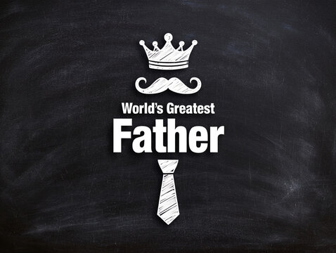 Happy fathers day greeting card best dad crown mustache tie chalkboard design