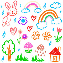 Cute Hand-Drawn Doodle Set – Whimsical Cartoon Sketch Vector

