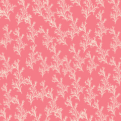 Bicolor contour silhouette seamless pattern with poppy flowers and leaves. Abstract floral spring, summer pastel pattern