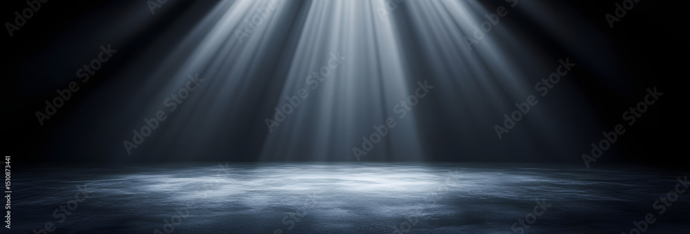 Poster dark abstract background. empty neon stage with rays.