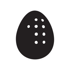 Black egg with white dotted pattern isolated on white background