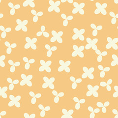 Bicolor contour silhouette seamless pattern with poppy flowers and leaves. Abstract floral spring, summer pastel pattern