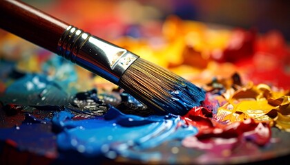 Fototapeta premium Brush dipped in oil paint