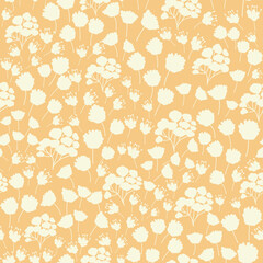 Bicolor contour silhouette seamless pattern with poppy flowers and leaves. Abstract floral spring, summer pastel pattern