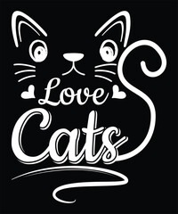 Minimalist Love Cat Text Design, EPS, VECTOR

