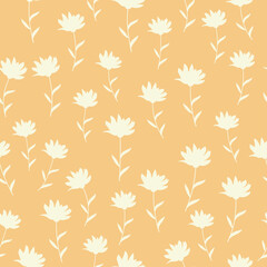 Fototapeta premium Decorative seamless vintage pattern in classic style with small flowers, ditsy. Silhouettes of flowers, bicolor ornament in pastel colors