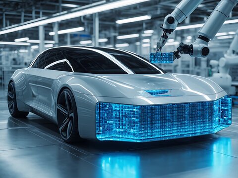 Robots build electric cars