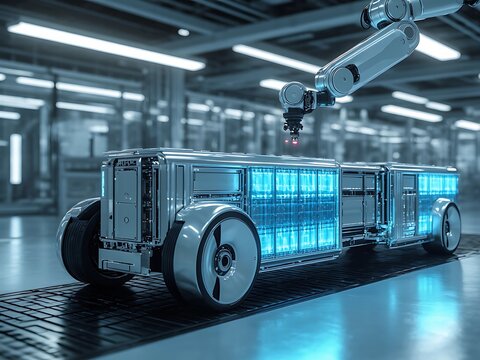 Robots build electric cars