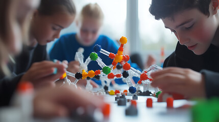 Children Collaborating on a Molecular Model Building Activity