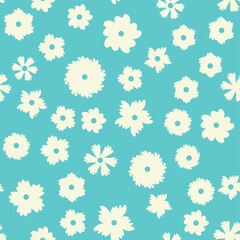 Fototapeta premium Vintage Decorative seamless pattern in classic style with small flowers, ditsy. Light silhouettes of flowers, two-color ornament shabby chic