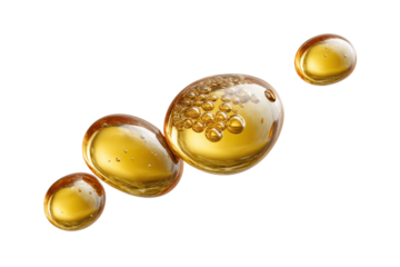 PNG Golden oil bubbles floating isolated on white background