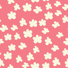 Decorative seamless vintage pattern in classic style with small flowers, ditsy. Silhouettes of flowers, Two-color ornament in pastel colors