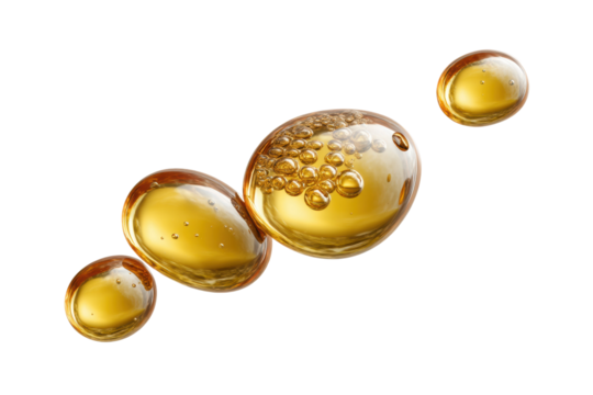PNG Golden oil bubbles floating isolated on white background