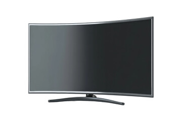 PNG Curved flat-screen tv display with black frame isolated on white background