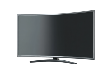 PNG Curved flat-screen tv display with black frame isolated on white background