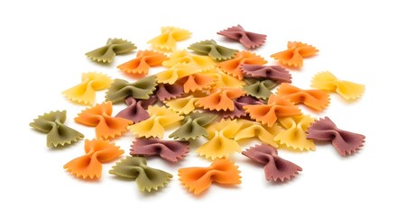 Colorful Farfalle Pasta Isolated on a White Background