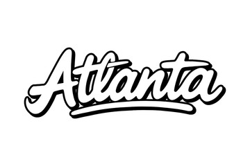 Custom black and white lettering of “Atlanta” in modern script style with transparent background. Ideal for logo design, branding, apparel, signage, and creative graphic design projects.
