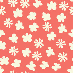Decorative seamless vintage pattern in classic style with small flowers, ditsy. Silhouettes of flowers, Two-color ornament in pastel colors