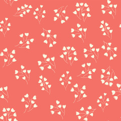 Decorative seamless vintage pattern in classic style with small flowers, ditsy. Silhouettes of flowers, Two-color ornament in pastel colors