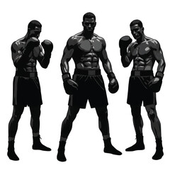 Obraz premium Boxers ready to fight in silhouette style